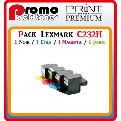 PACK 4 TONERS LASER PREMIUM LEXMARK C232H / 1BK - 1C - 1M - 1Y