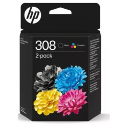 PACK CARTOUCHE ORIGINAL HP 6L6S6UE NOIR /COULEUR 160/120 PAGES N°308