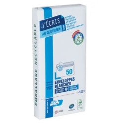 Boite de 50 enveloppes blanches DL 110x220 80 g bande siliconée