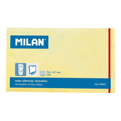 Bloc de 100 notes autocollantes Milan - Amovibles - 76 mm x 127 mm