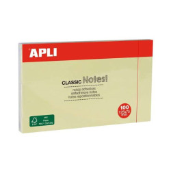Bloc de 100 notes autocollantes Apli Classic 125 x 75 mm - Jaune