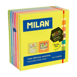 Bloc de 400 notes autocollantes fluo Milan - Amovibles - 76 mm x 76
