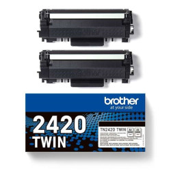 2 TONERS LASER ORIGINAL BROTHER TN2420TWIN NOIR 2 x 3000 PAGES
